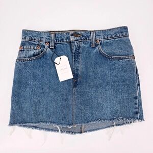 Levi's 90's Denim Mini Skirt Made in USA April 1995 Vintage 505 Upcycled